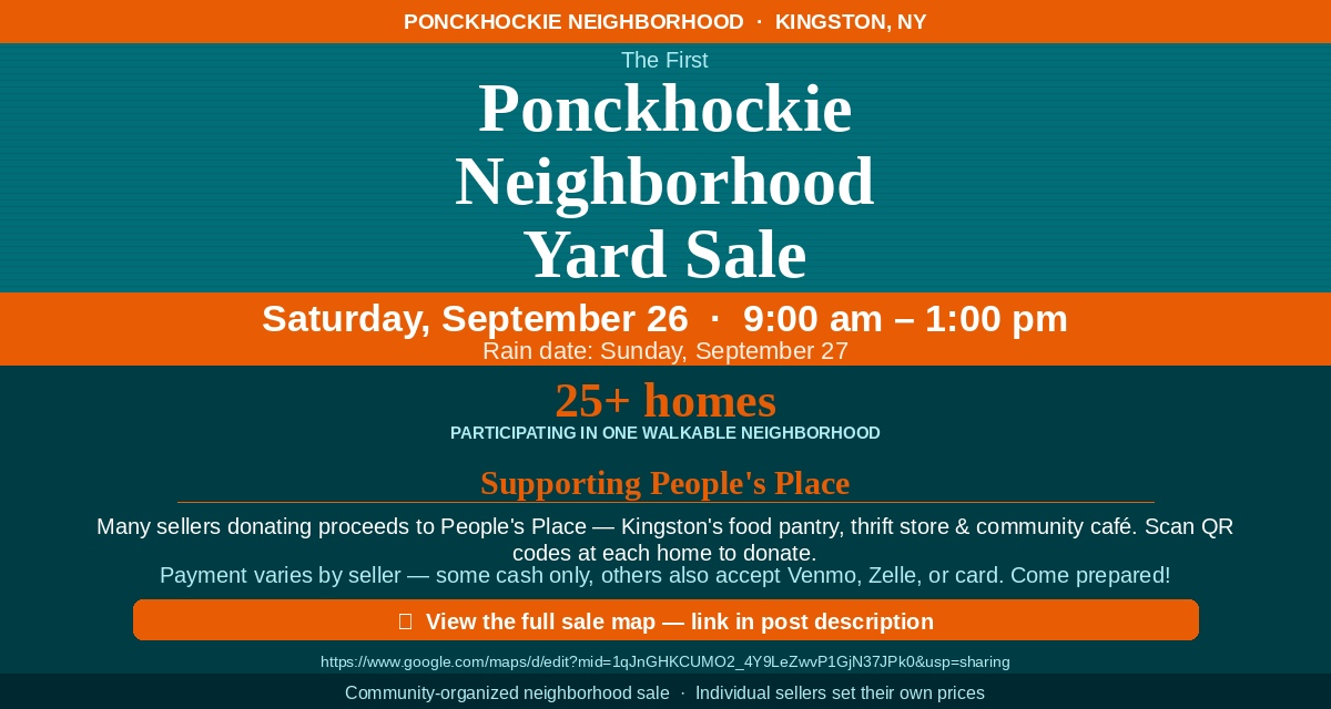 September Art News – Ponckhockie Neighborhood Yard Sale!